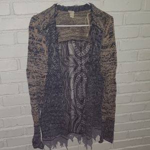 Multi-colored Sheer Back Lace Bottom Cardigan